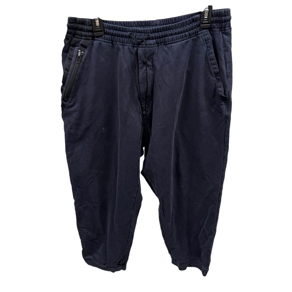 Adidas $350 Y-3 Yohji Yamamoto Men's Navy 3 Striped Cropped Jogger Sweatpants